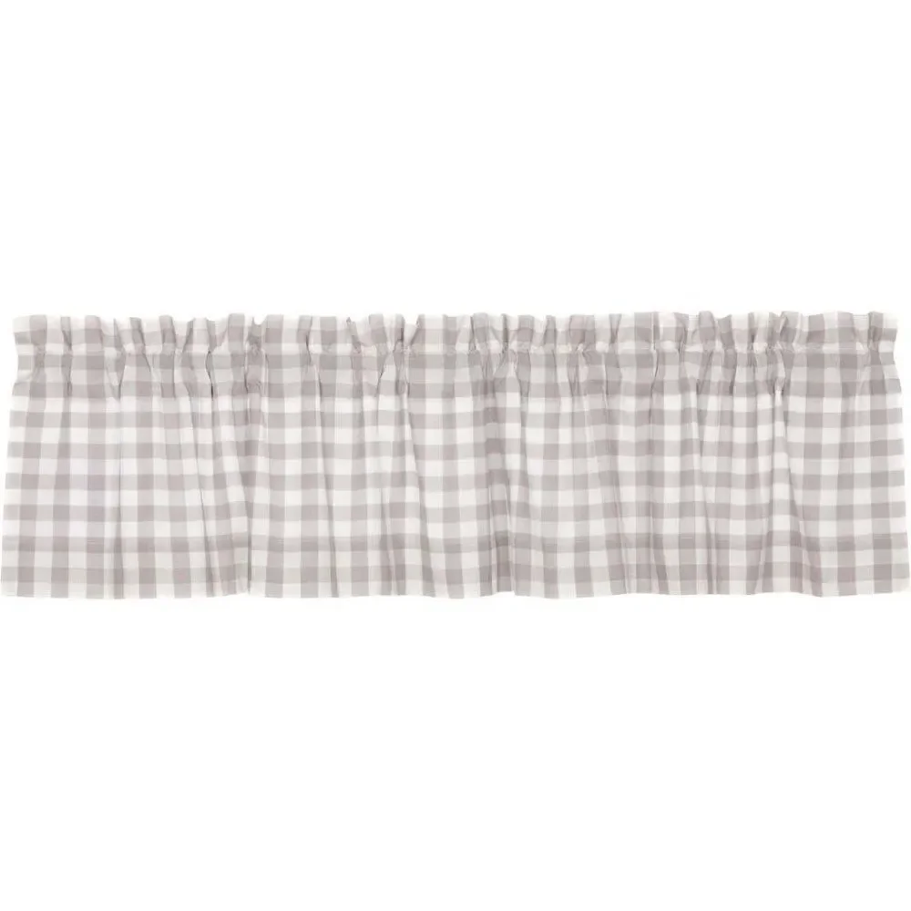 Country Grey Buffalo Plaid Cotton Window Valance…
